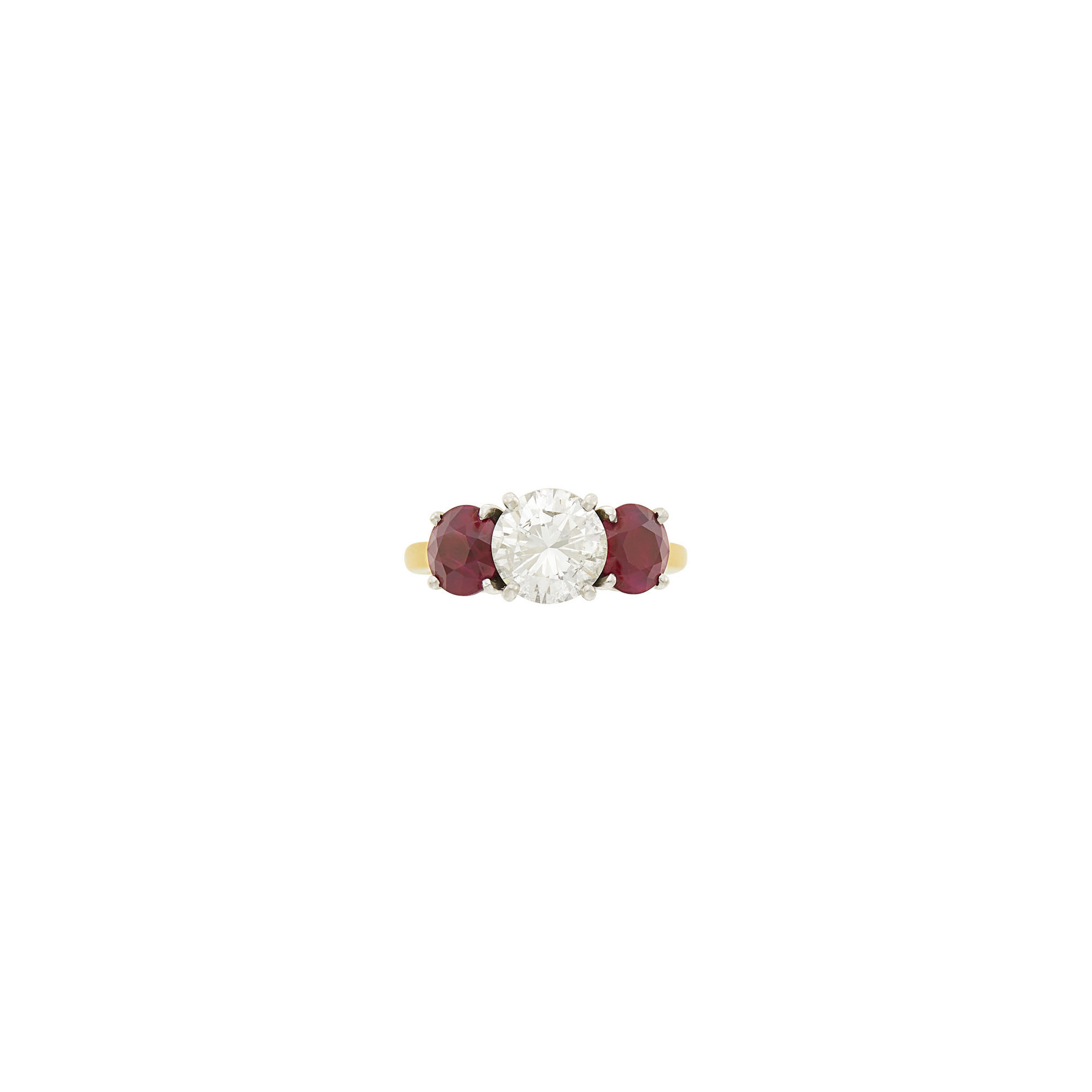 Lot image - Gold, Platinum, Diamond and Ruby Ring