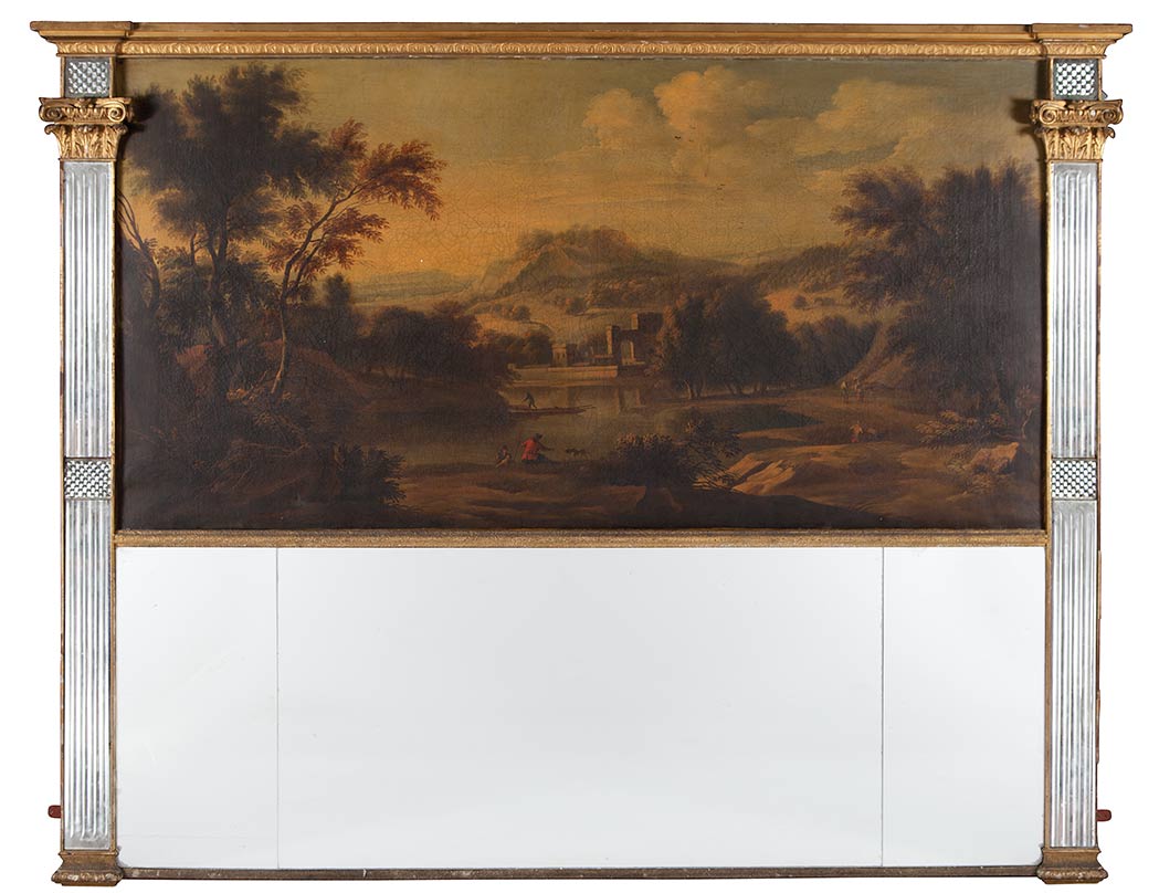 Lot image - Queen Anne Gilt-Gesso and Giltwood Overmantel Mirror