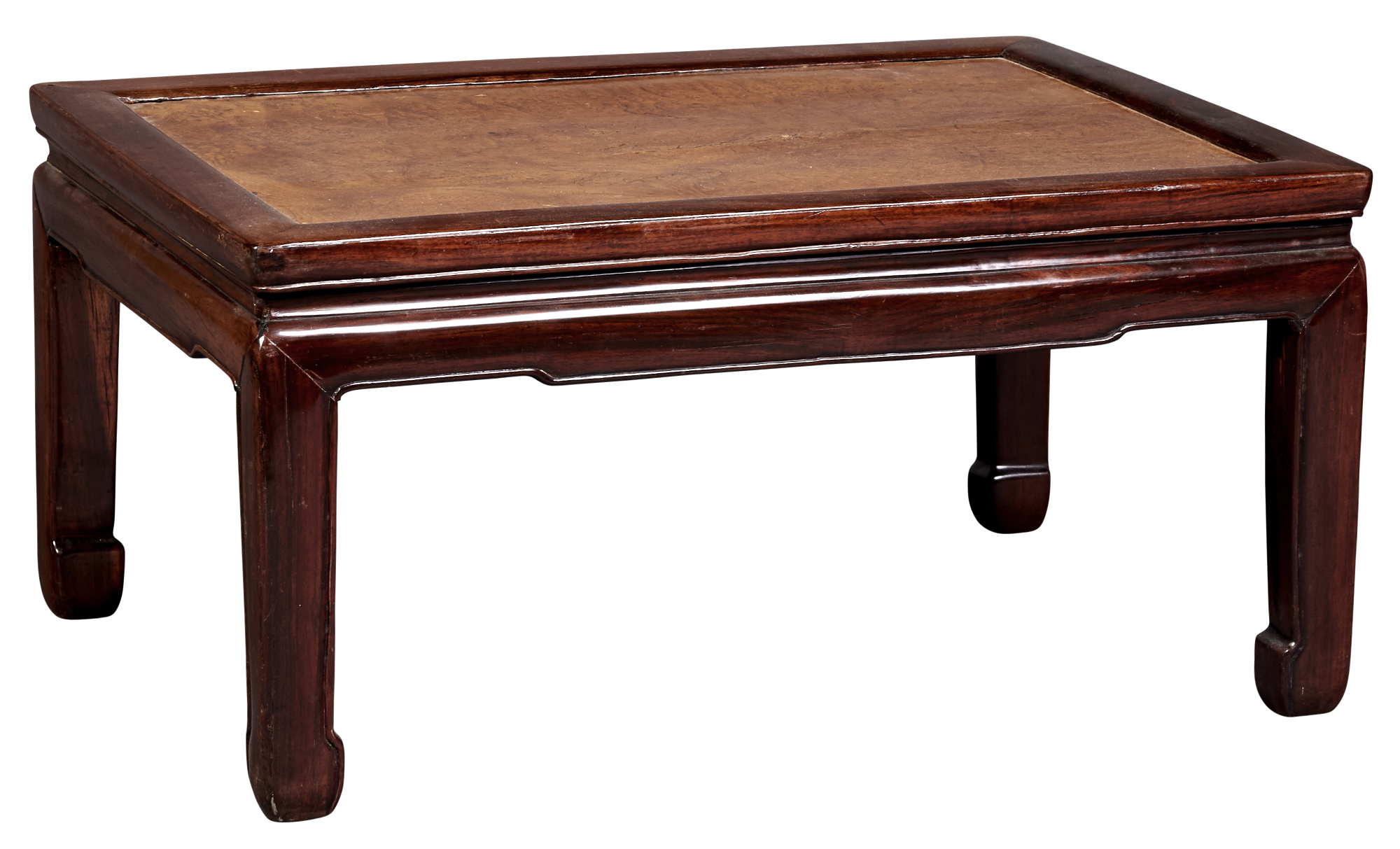 Lot image - Chinese Burlwood Inset Hongmu Table