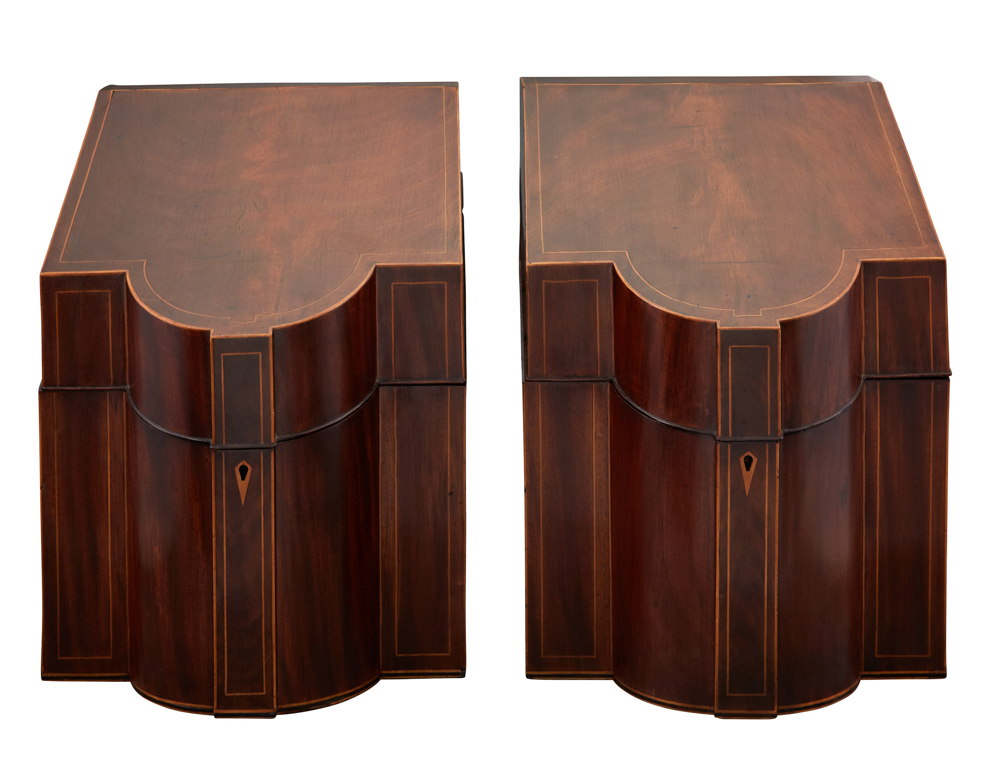 Lot image - Pair of George III Inlaid Mahogany Knife Boxes