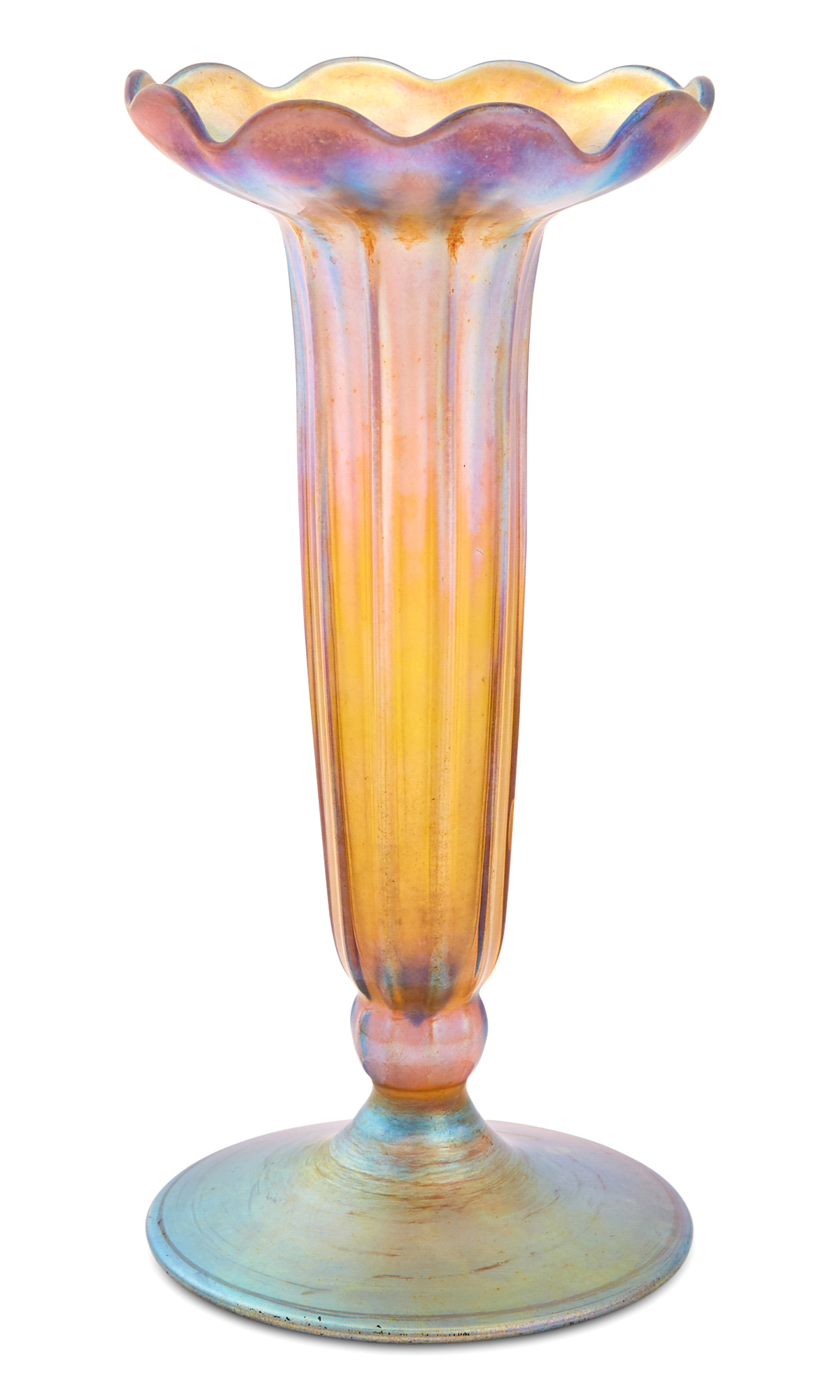 Lot image - Tiffany Gold Favrile Ribbed Glass Bud Vase