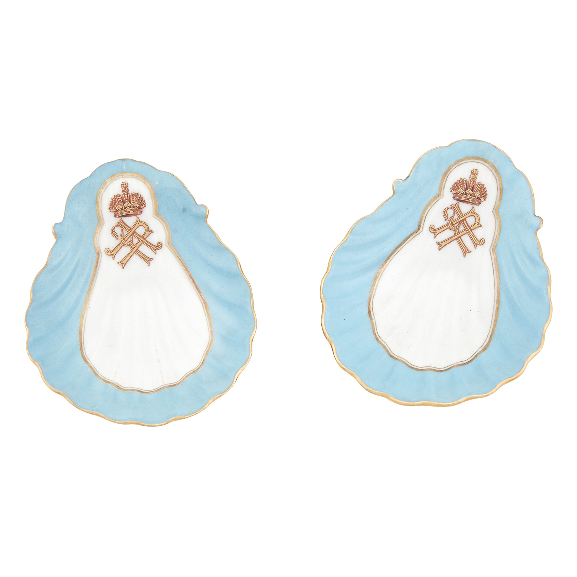 Lot image - Pair of Russian Porcelain Oyster Dishes