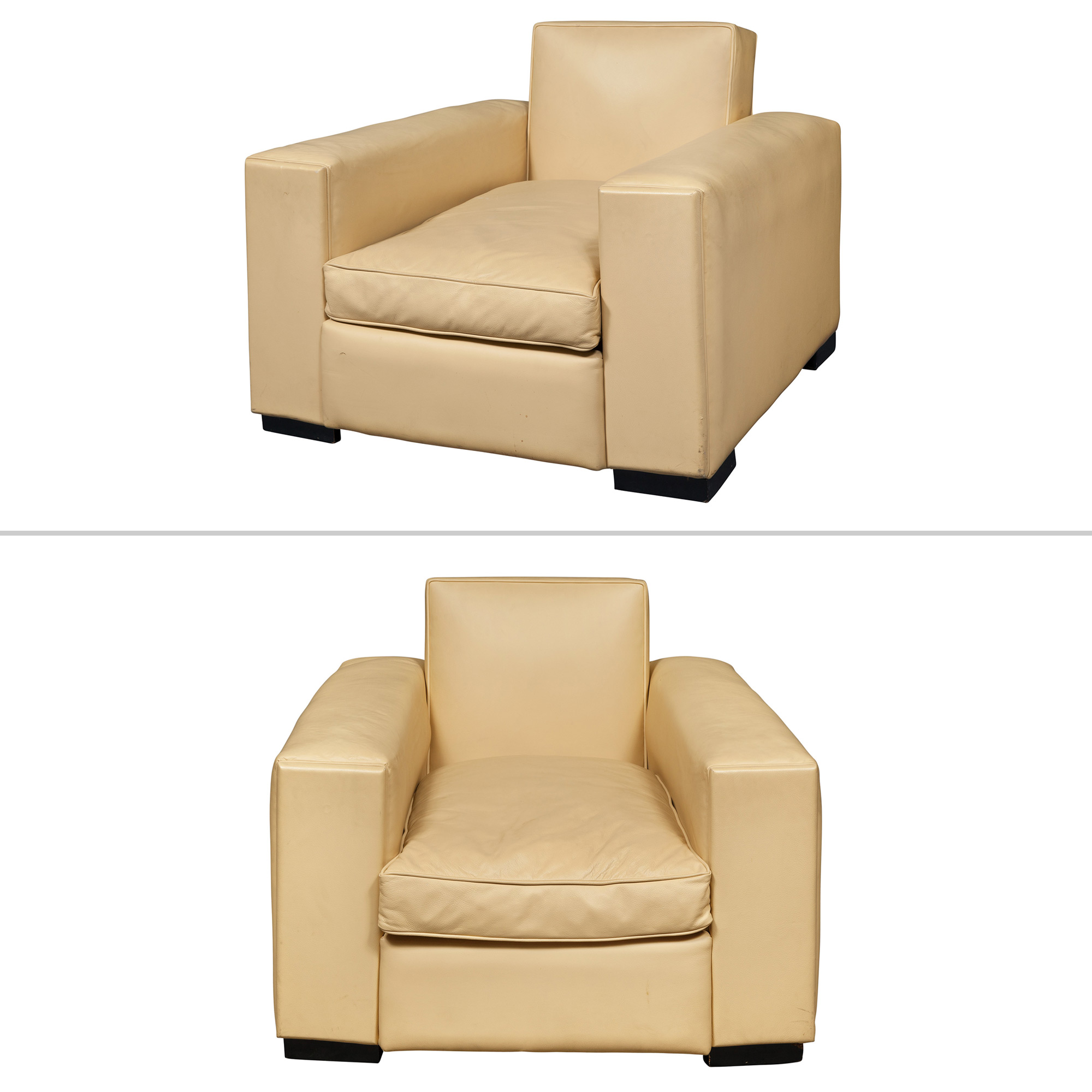 Lot image - Pair of Art Deco Style Leather Upholstered Club Chairs