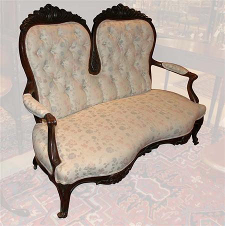 Lot image - Rococo Revival Mahogany Parlor Suite
