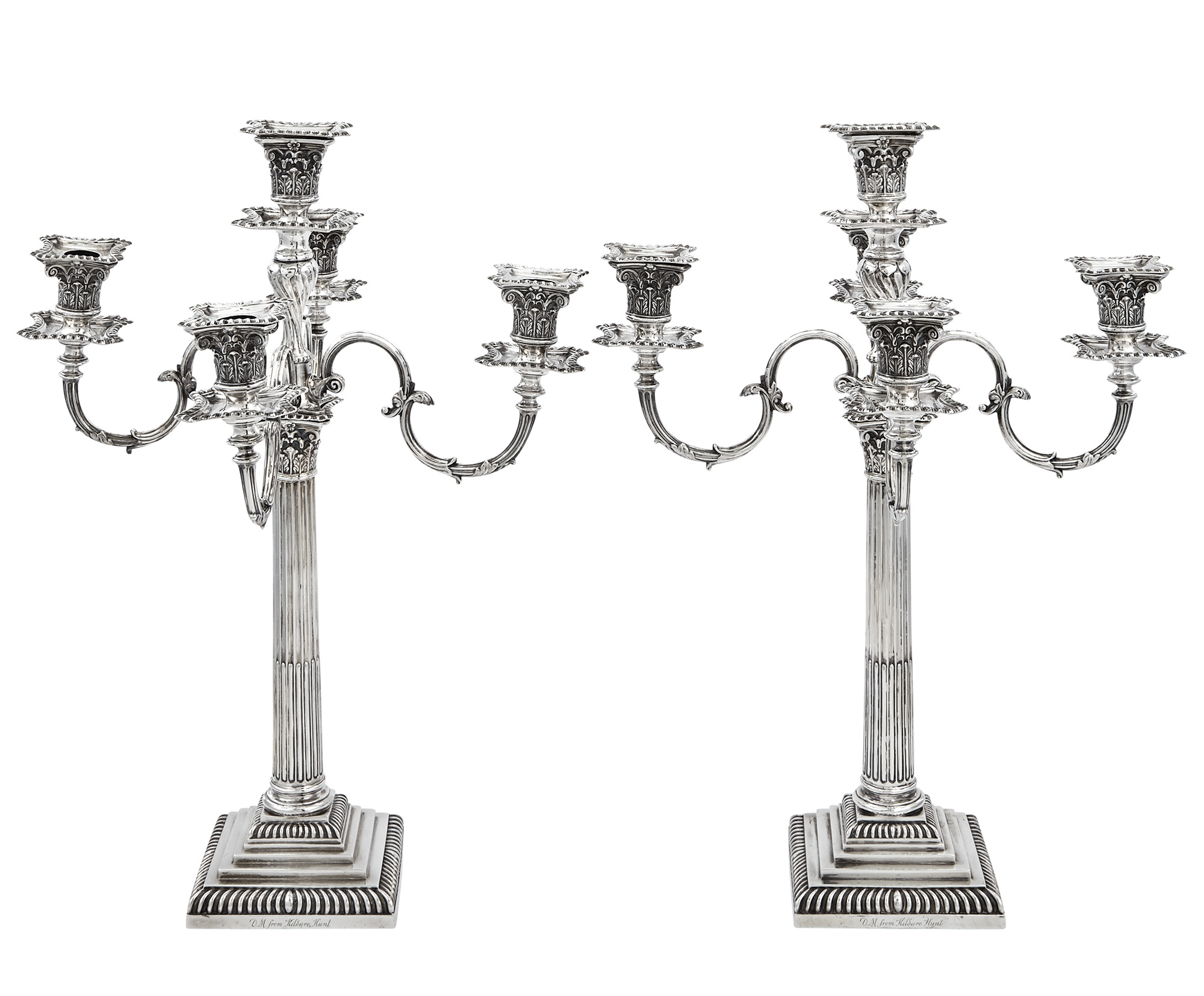 Lot image - Pair of Victorian Sterling Silver Five-Light Candelabra