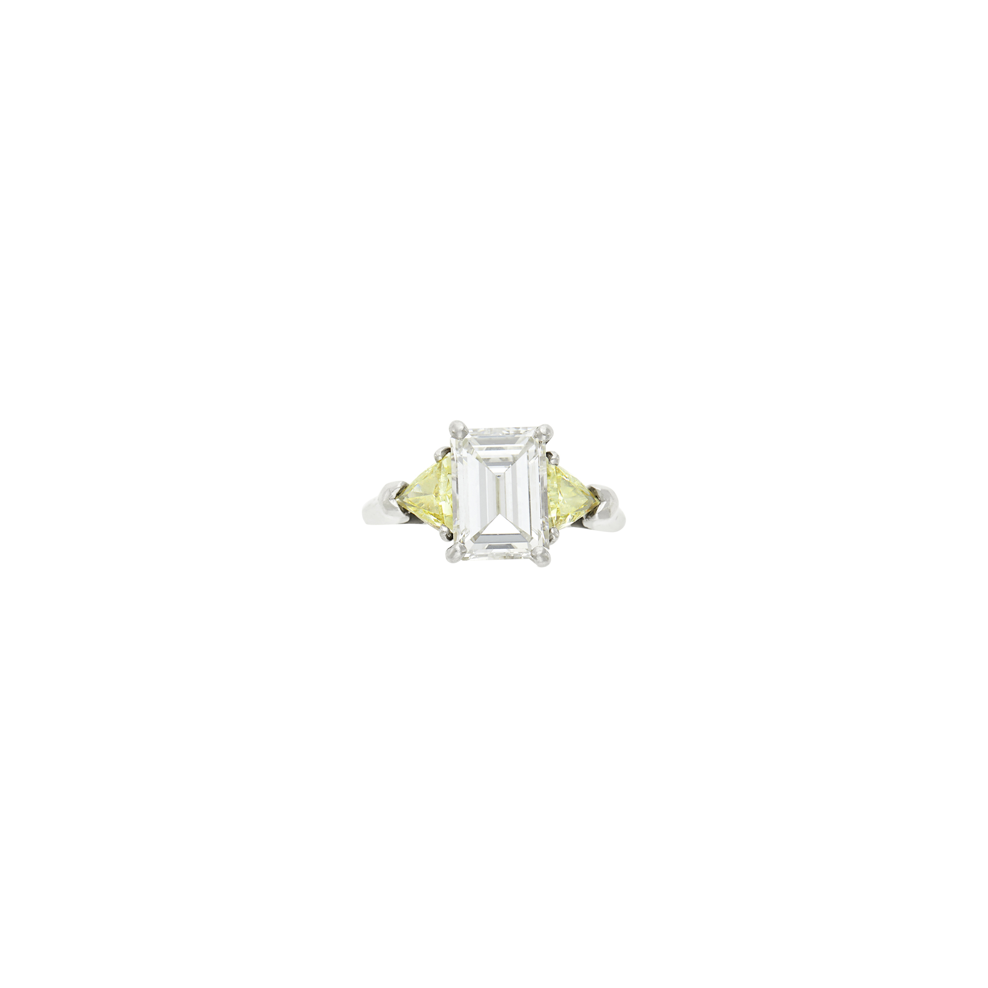Lot image - Platinum, Diamond and Colored Diamond Ring