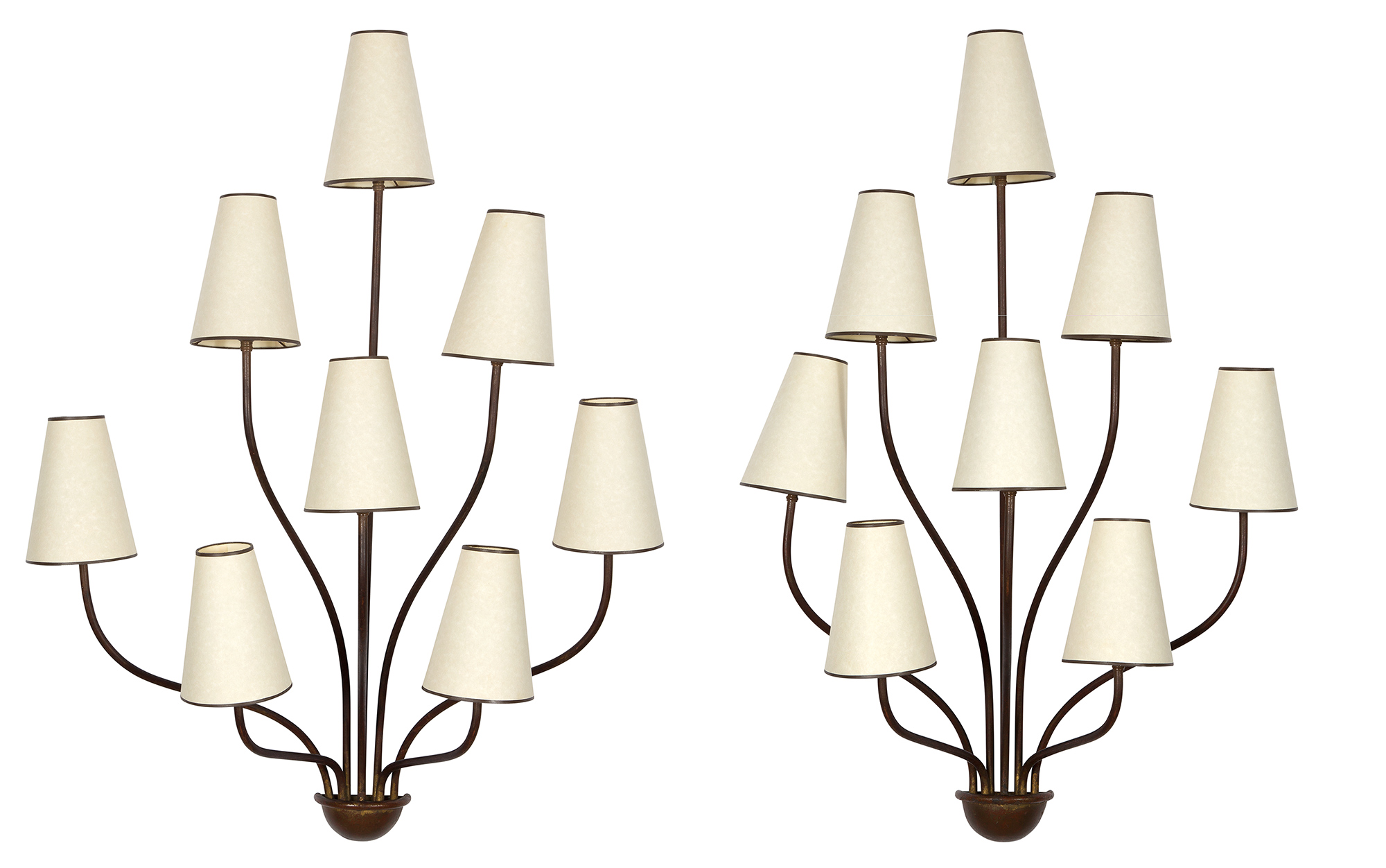 Lot image - Pair of Jean Royère Patinated Metal Persane