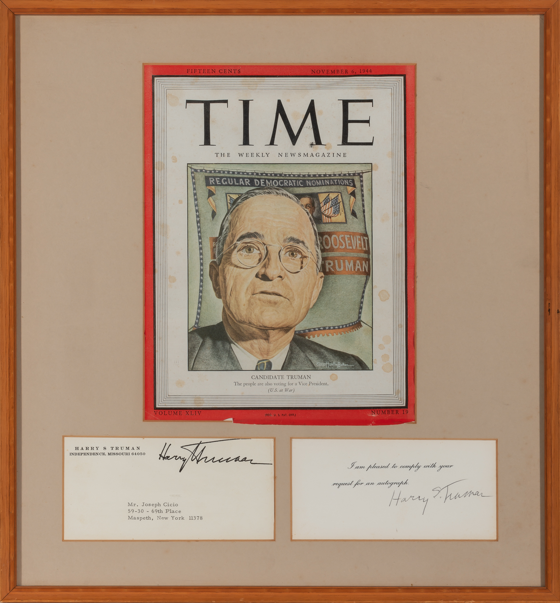 Lot image - TRUMAN, HARRY  Signature on autograph request.
