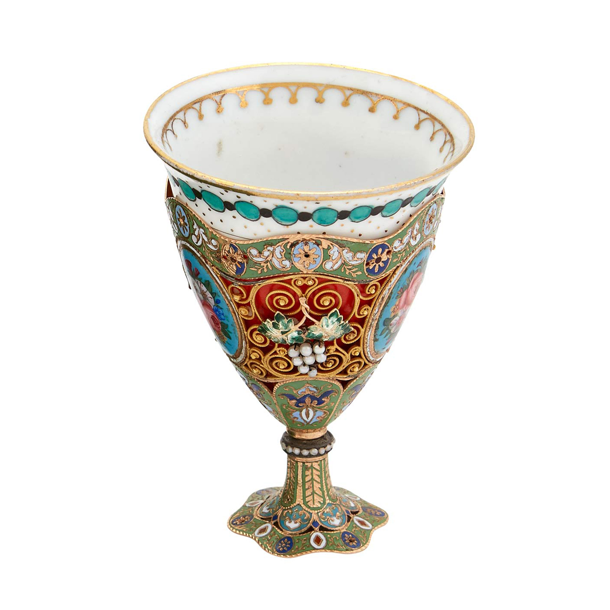 Lot image - Swiss Enameled Gold Zarf  