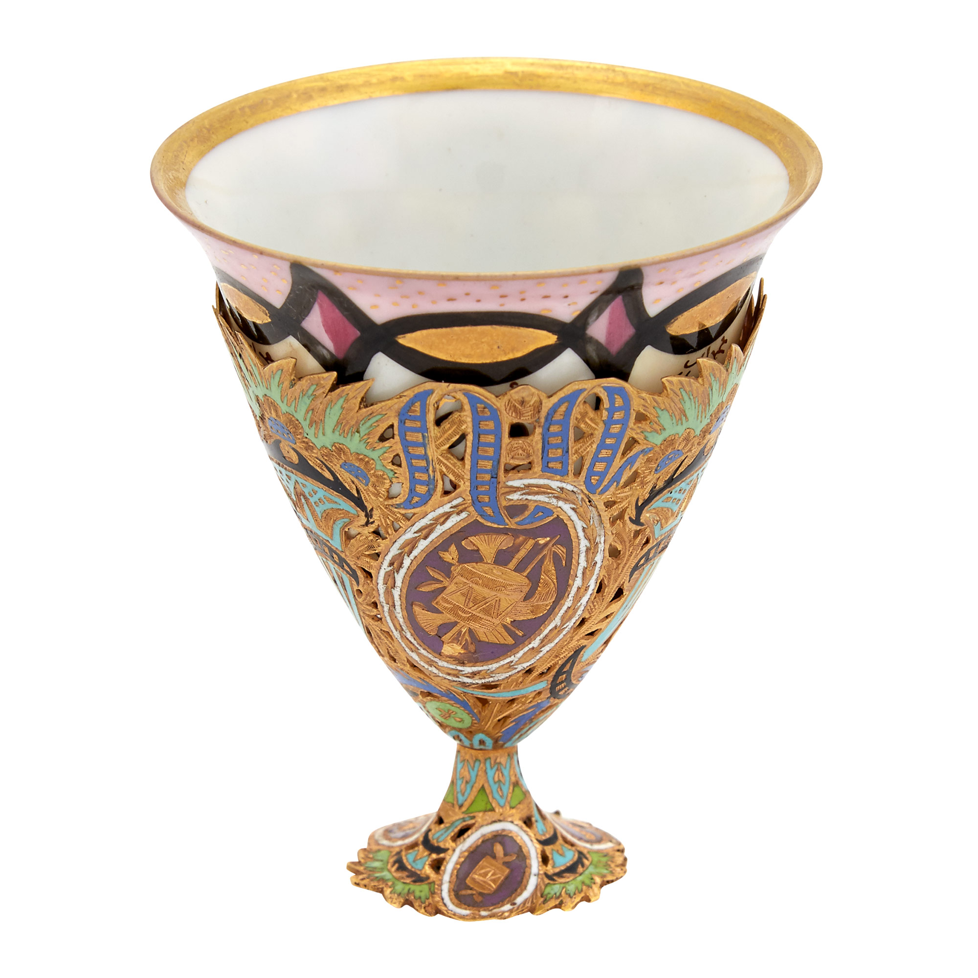 Lot image - Swiss Enameled Gold Zarf