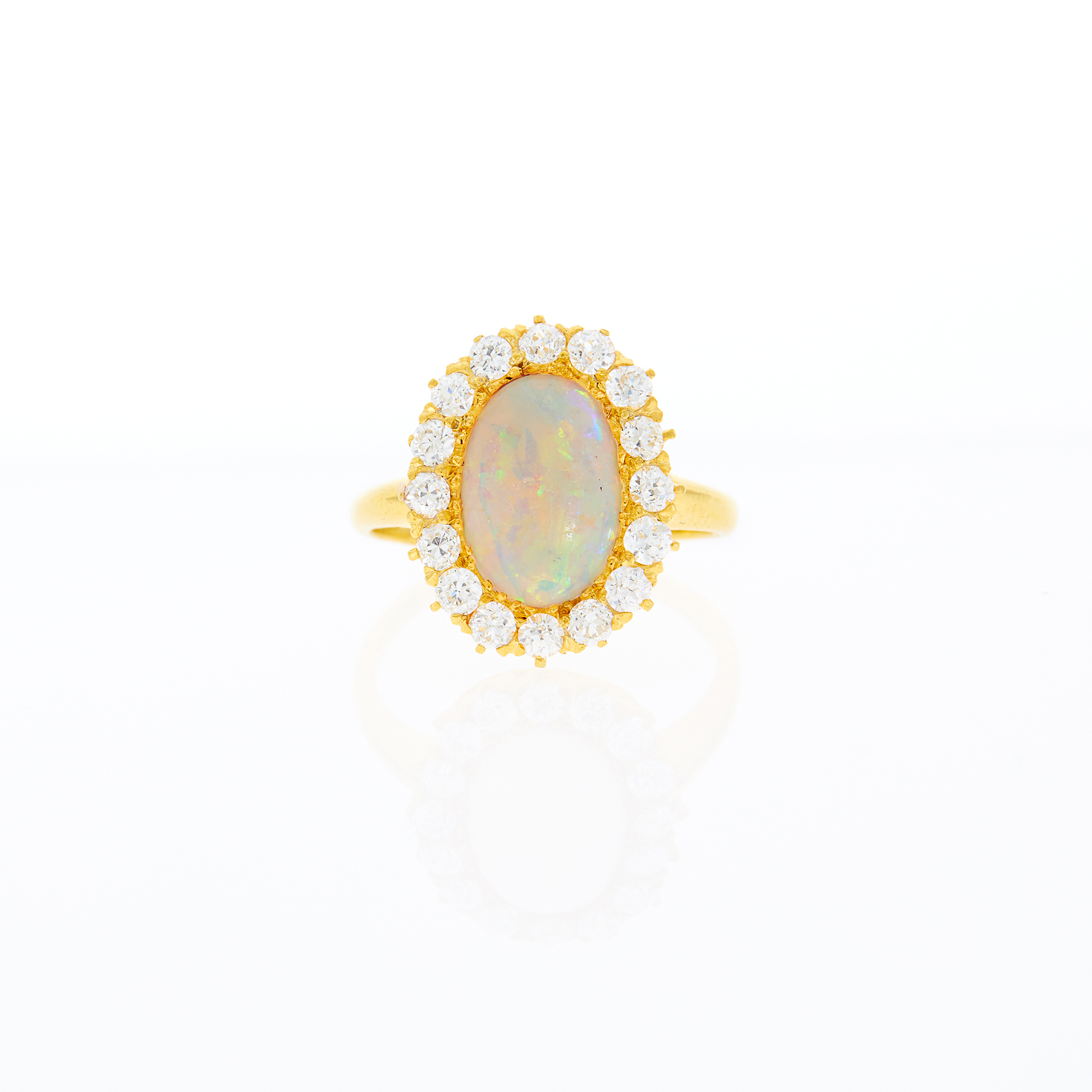 Lot image - Gold, Opal and Diamond Ring