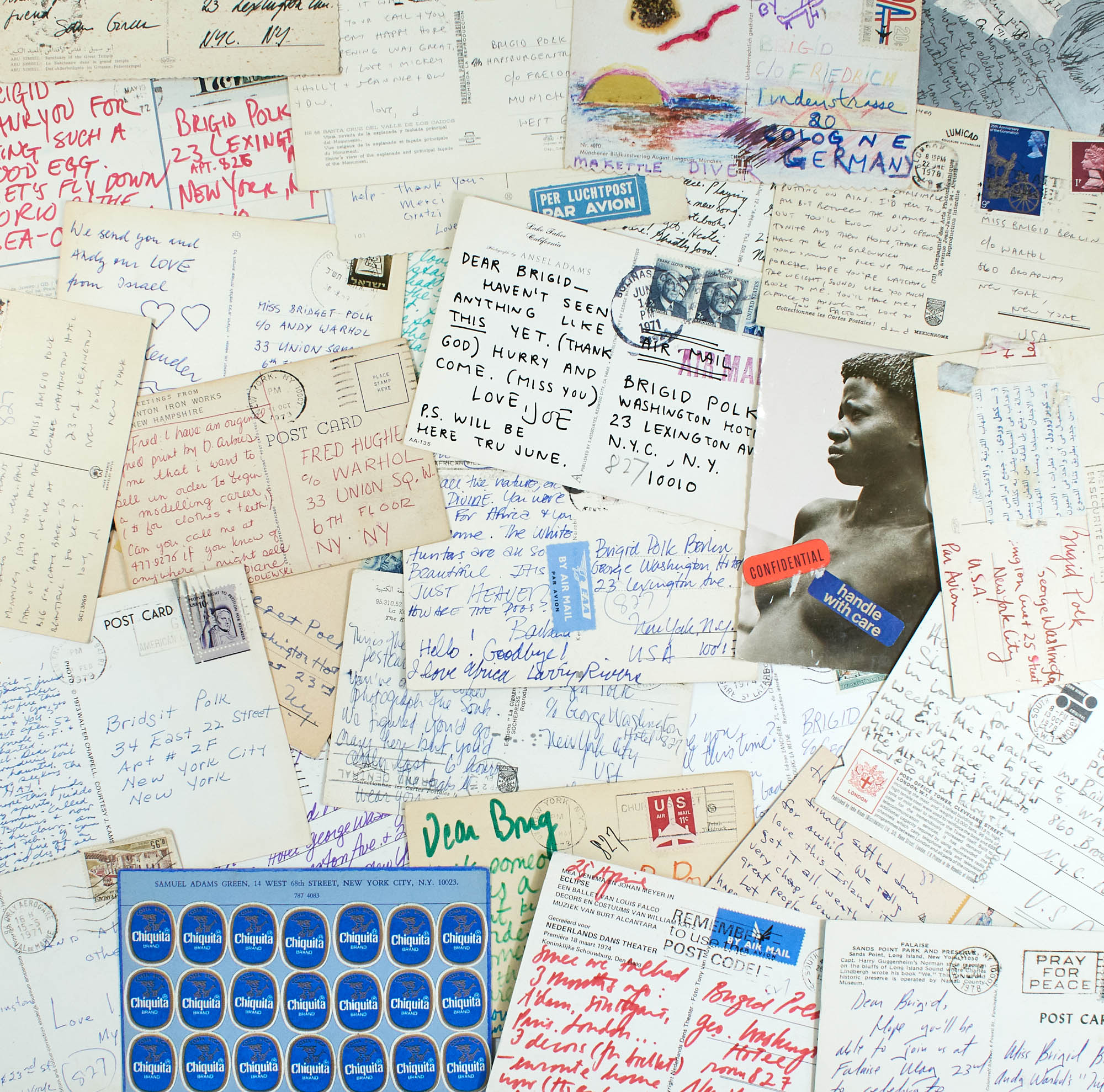 Lot image - BRIGID BERLIN  Archive of postcards and correspondence items sent to Brigid Berlin.