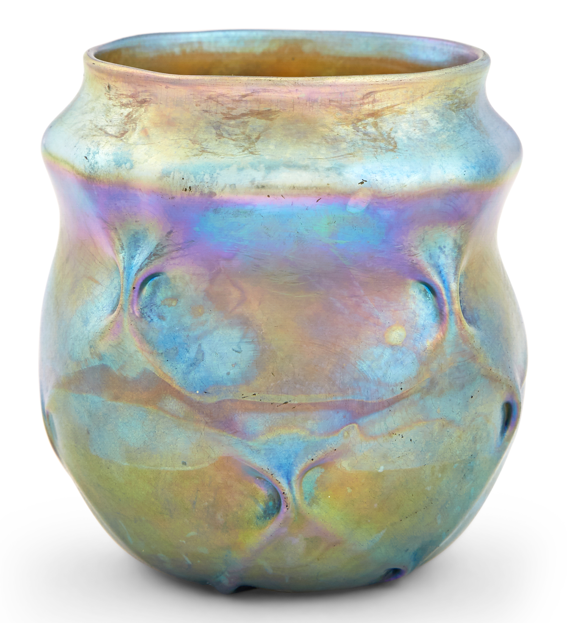 Lot image - Tiffany Blue Favrile Glass Cabinet Vase