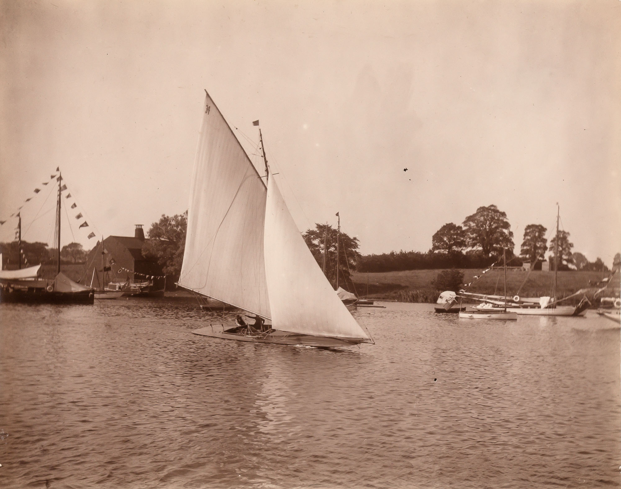 Lot image - [ANONYMOUS]  Group of three albumen prints of sailing on the Norfolk Broads,