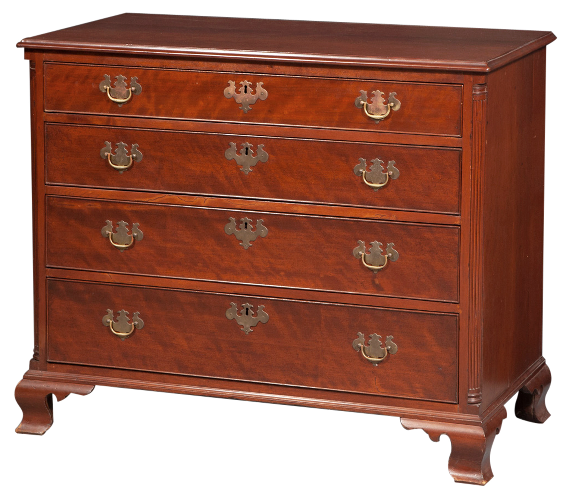 Lot image - Chippendale Cherry Chest of Drawers