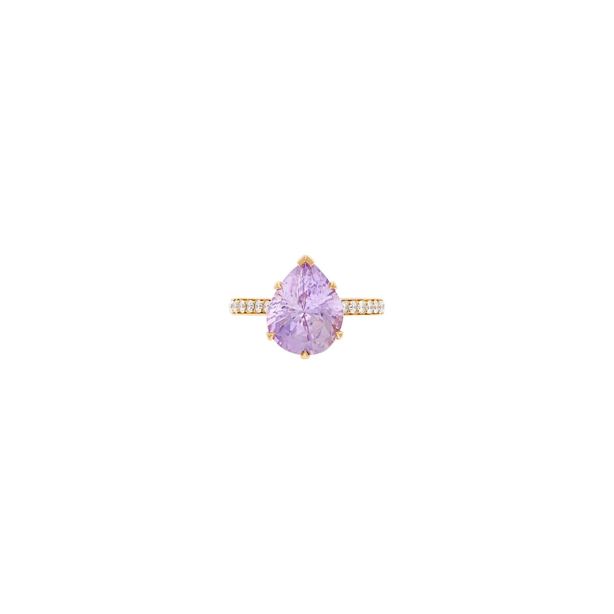 Lot image - Rose Gold, Pink-Purple Sapphire and Diamond Ring