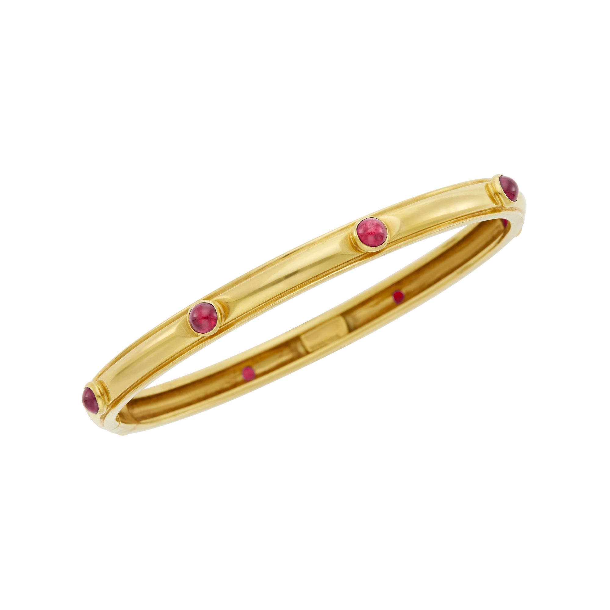 Lot image - Tiffany & Co. Gold and Cabochon Ruby Bangle Bracelet