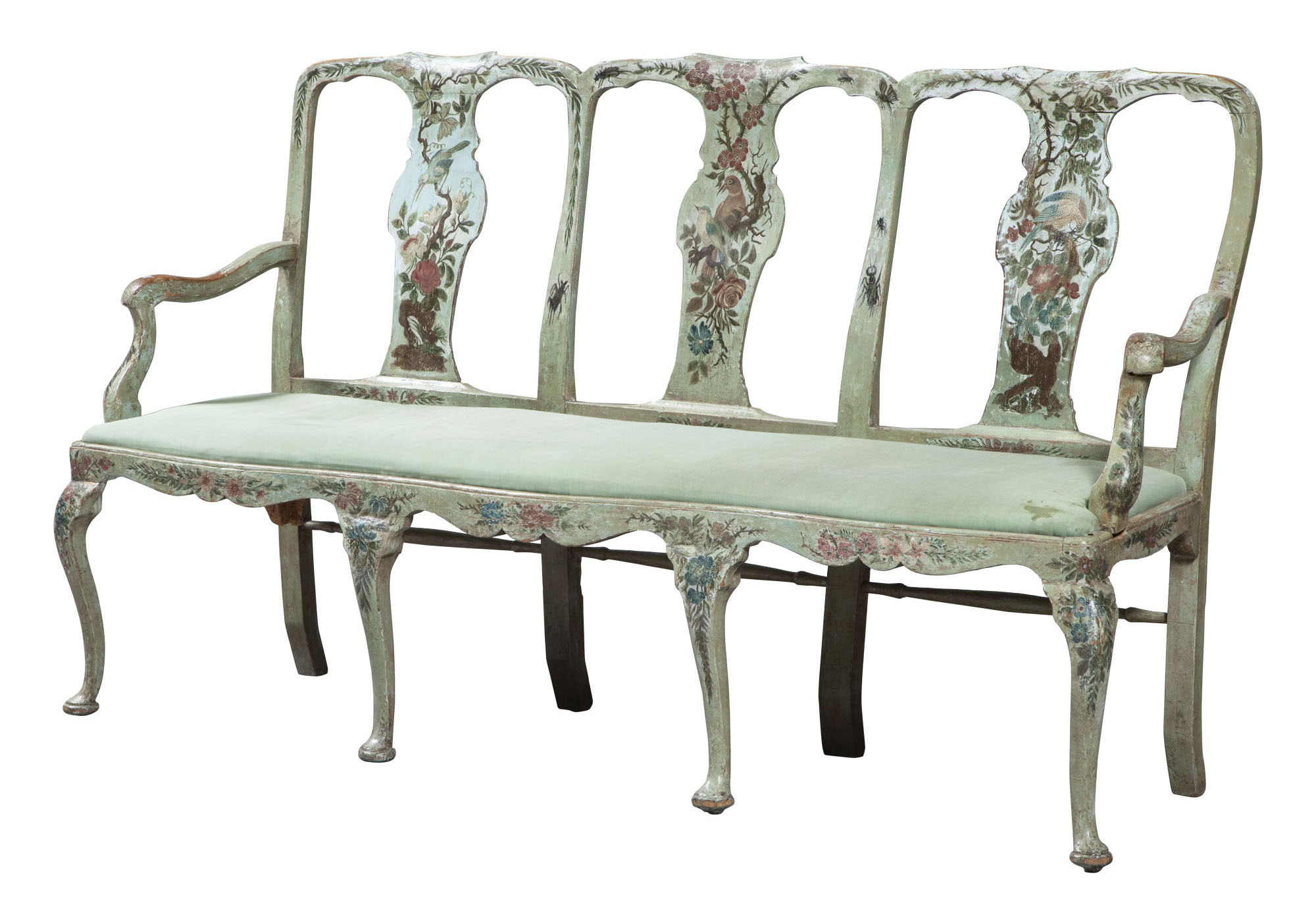 Lot image - Venetian Rococo Green-Painted Settee
