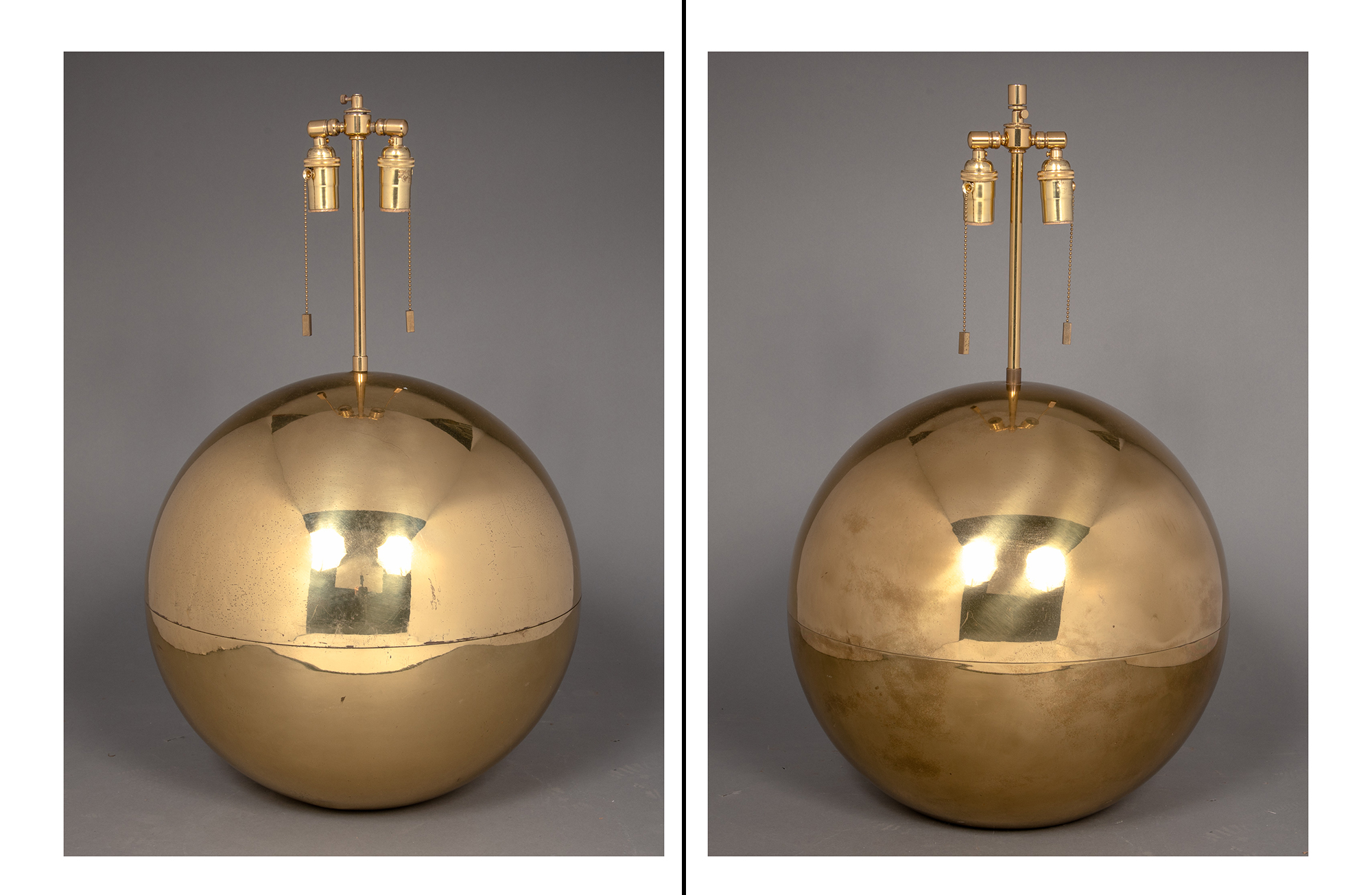 Lot image - Pair of Karl Springer Brass Ball