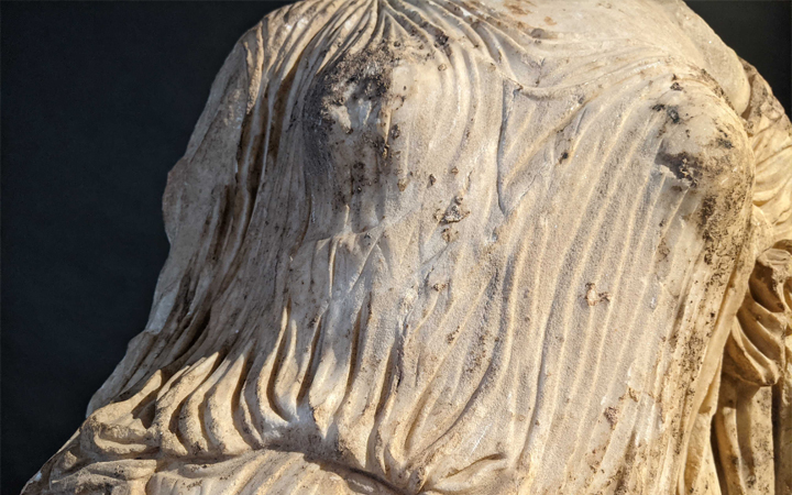 Aphrodite of the Gardens: A Roman Marble Draped Figure, after Alkamenes, 1st Century AD. Lot 320. Auction Oct 13, 2021.