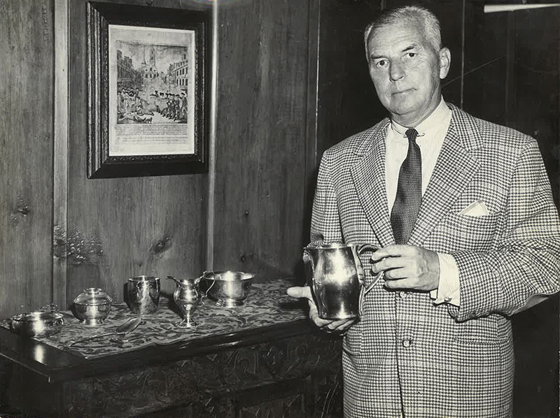 Monroe Dreher with his collection of Paul Revere