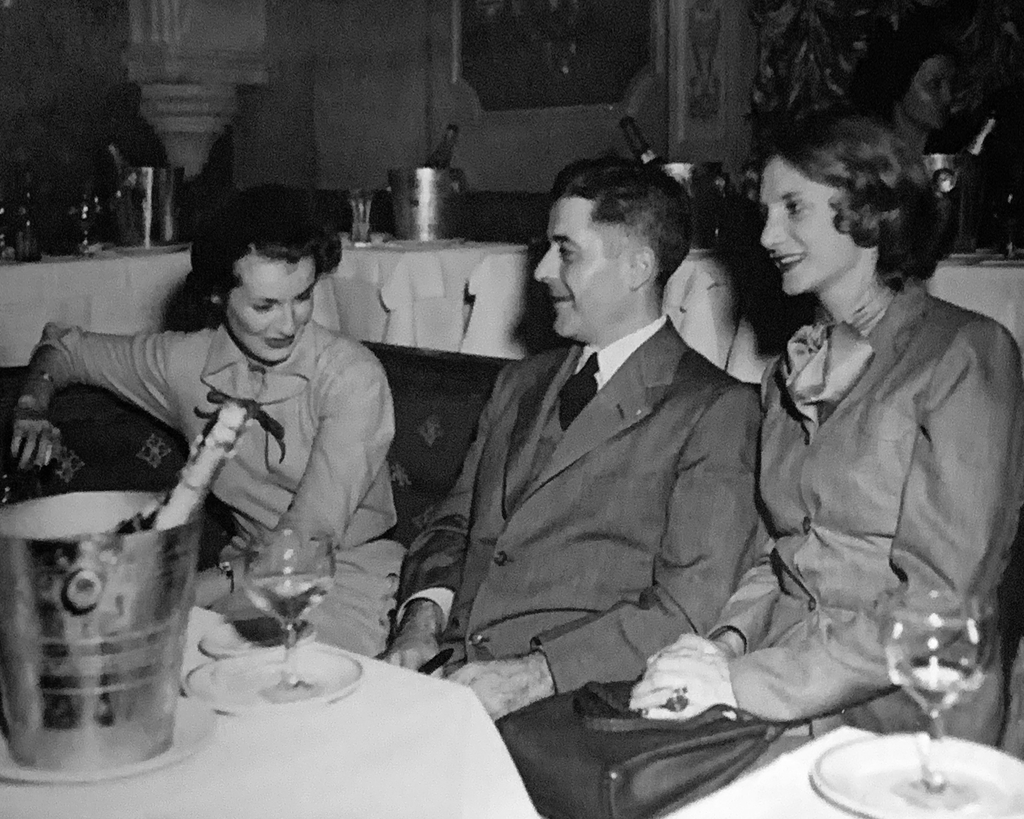 Shirley K. Manely (right) circa 1949 wearing the Calder ring