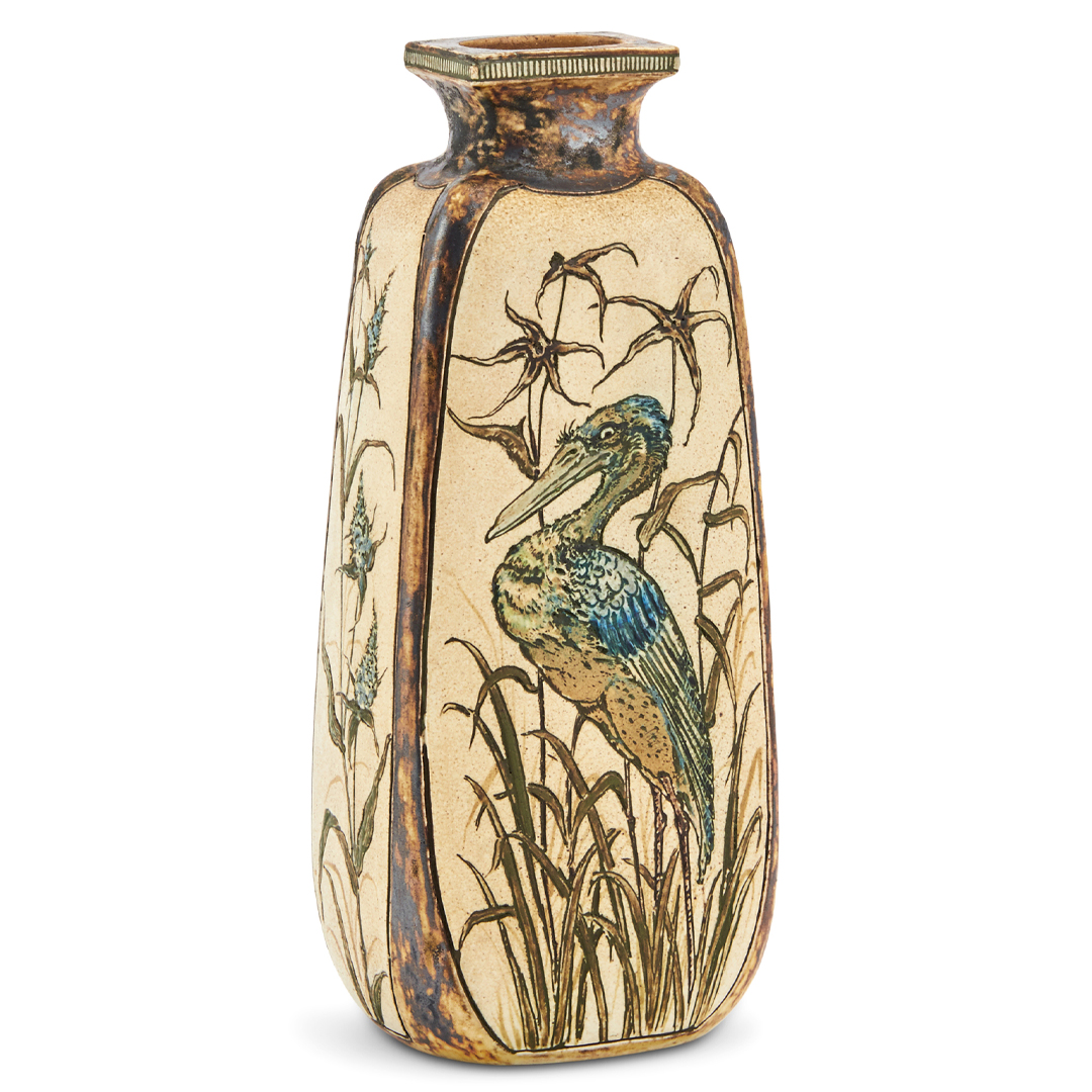 Martin Brothers Incised Stoneware Bird Vase