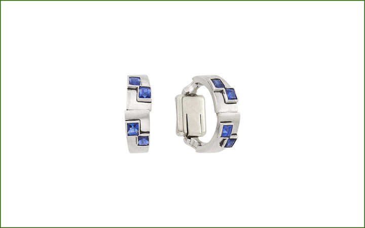 Pair of Platinum and Sapphire Cufflinks, France