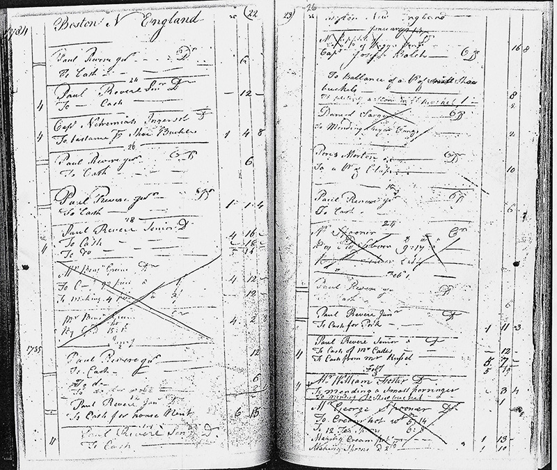 Revere’s daybooks from 1783