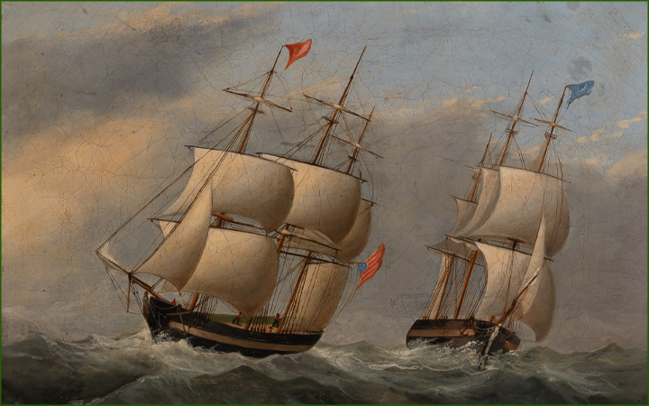 19th Century American School, Ships in a Storm