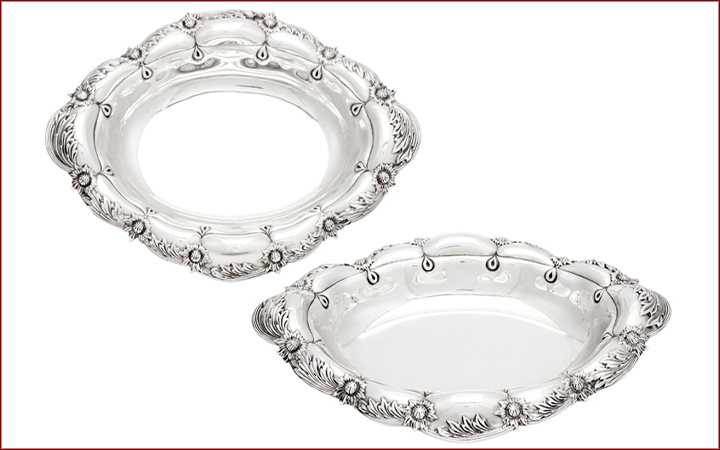 Pair of Tiffany & Co. Sterling Silver Chrysanthemum Pattern Dishes