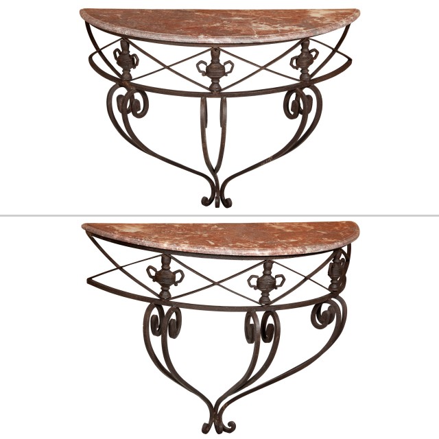 Pair of Louis XVI Style Wrought-Iron Consoles