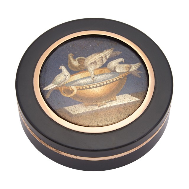 Continental Micromosaic Inset Gold Mounted Tortoise Shell Snuff Box