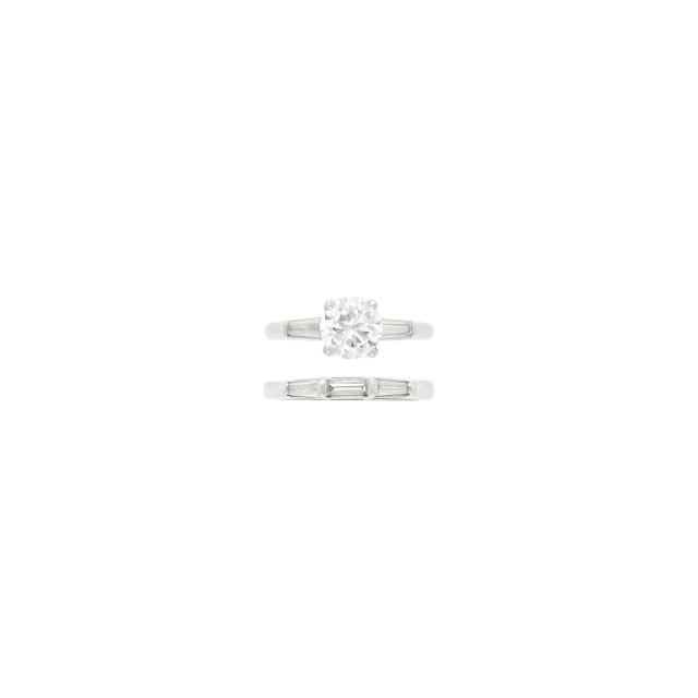Platinum and Diamond Ring and Diamond Guard Ring