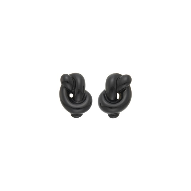 Tiffany and Co. Pair of Gold and Carved Black Jade Knot Earrings