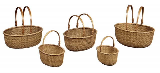 Group of Five Harry A. Hilbert Round Open Baskets