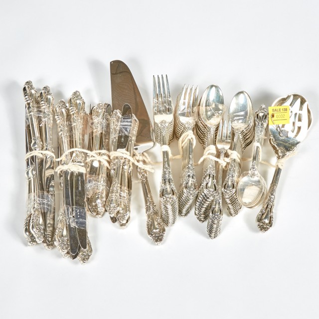 74 Pieces of Silverware, 107 ozs., 25 handles, Lunt Eloquence