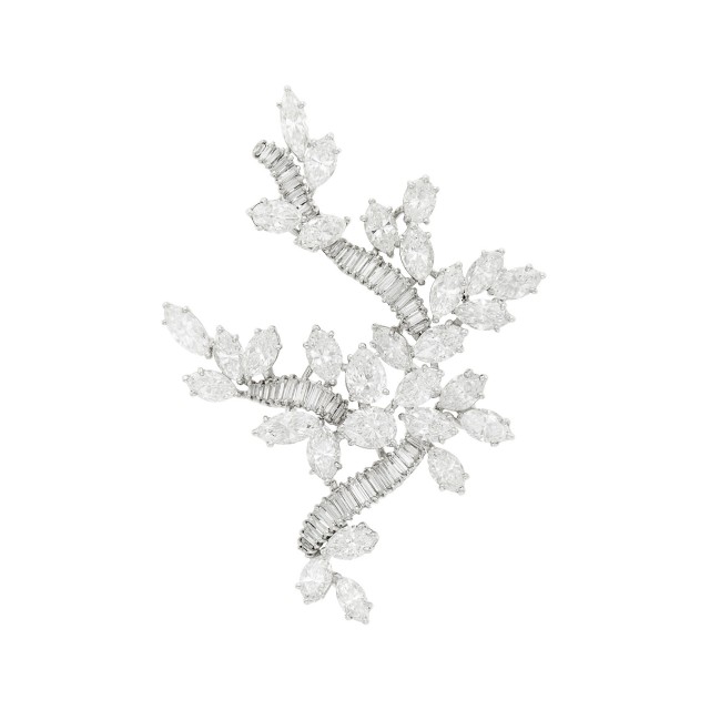 Platinum and Diamond Clip-Brooch