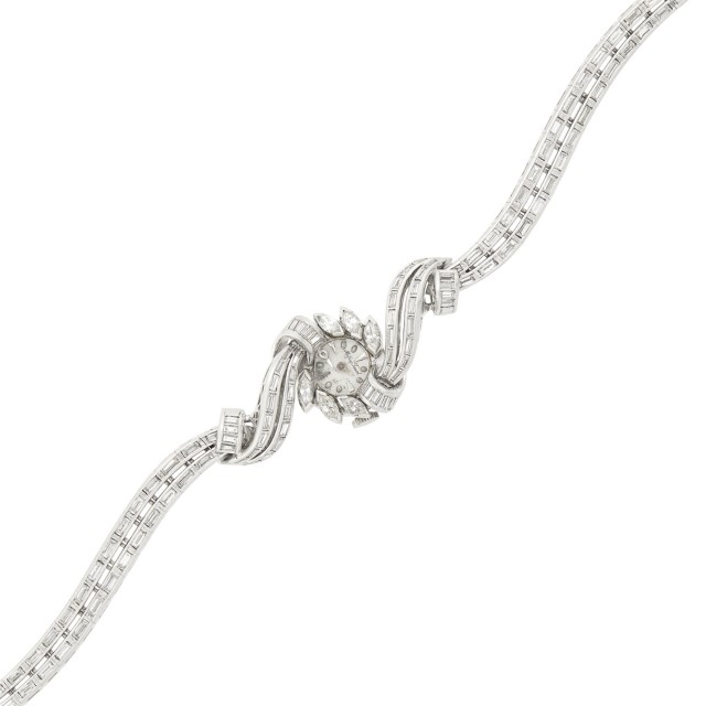 Mathey Tissot Platinum and Diamond Wristwatch