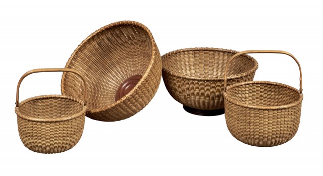 Group of Four Round Baskets