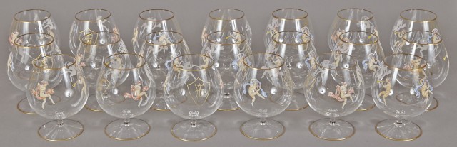 Set of Twenty Monogramed Glass Brandy Snifters from the Henry Ford II Service