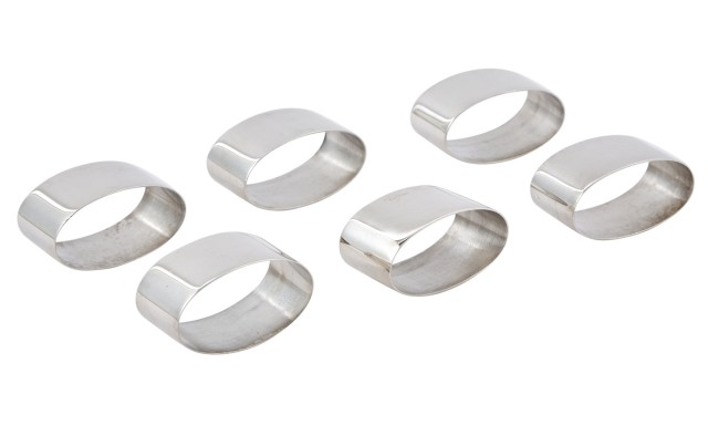 Set of Six English Sterling Silver Napkin Rings