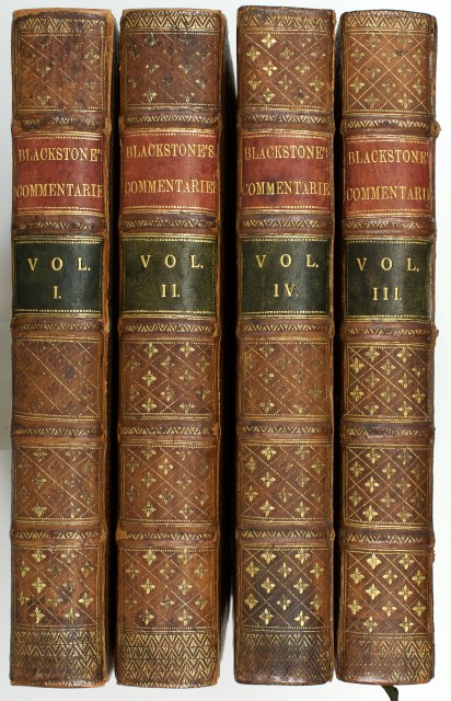 [LAW]  BLACKSTONE, WILLIAM. Commentaries on the Laws of England