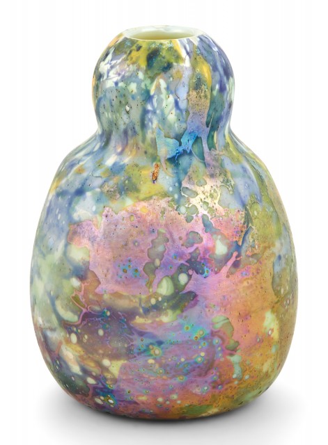 Tiffany Gold Glass Gourd-Form Vase, Cypriote Texture