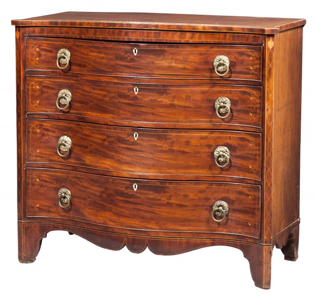 Federal Inlaid Mahogany Serpentine Front Chest of Drawers