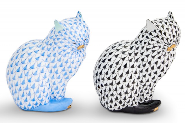 Two Herend Porcelain Figures of Cats