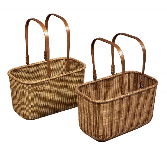 Two Harry A. Hilbert Rectangular Two Bail-Handled Baskets
