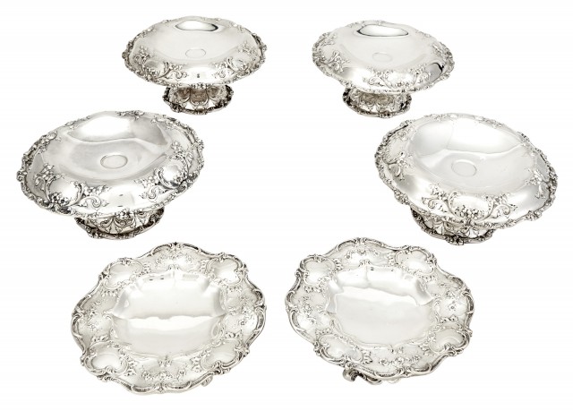 Assembled Set of Six American Sterling Silver Compotes