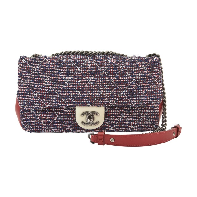 Chanel Red, White and Blue Tweed Flap Bag