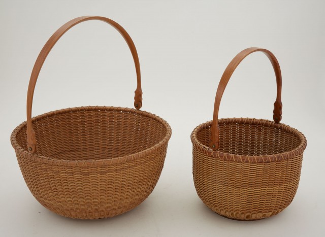 Two Harry A. Hilbert Round Open Lightship Baskets